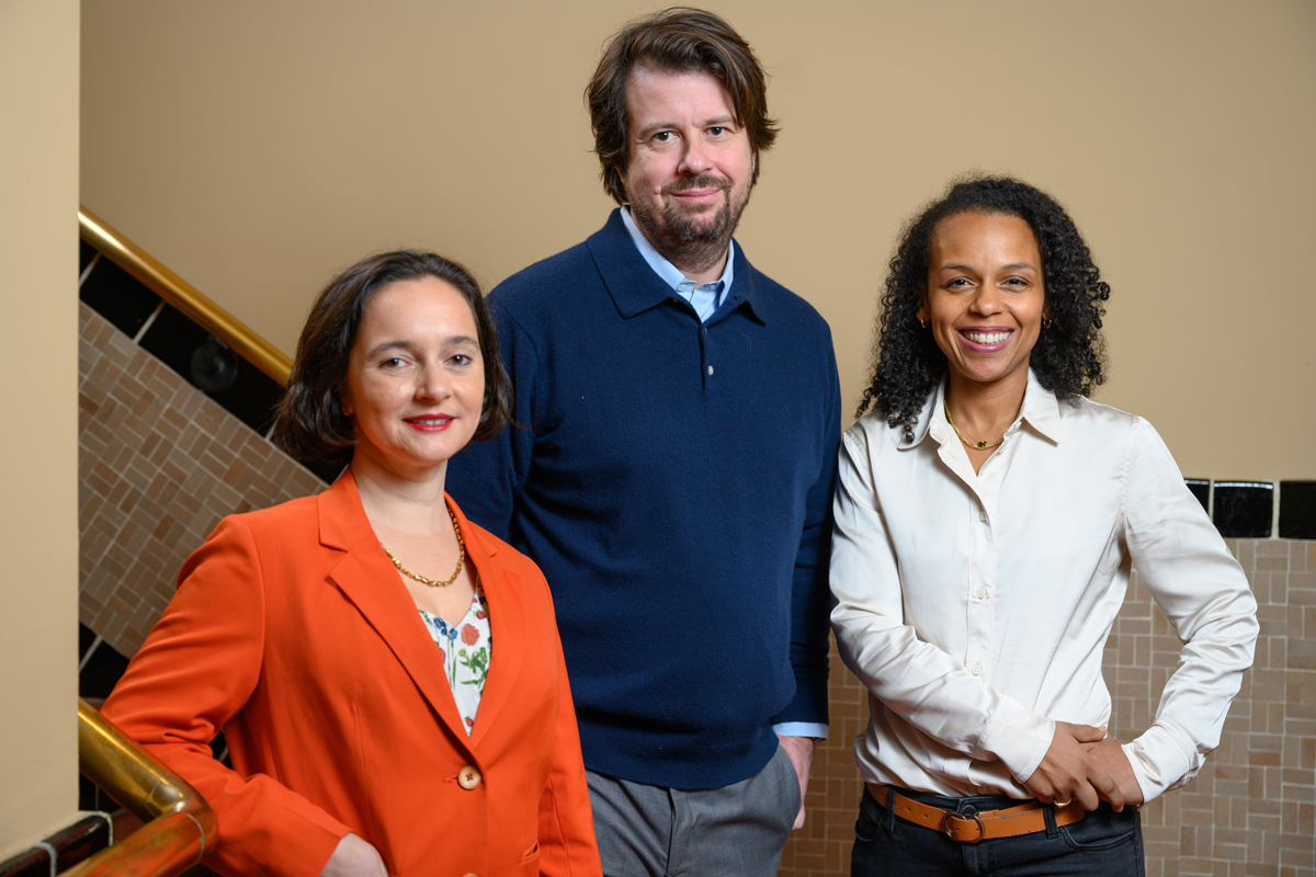 A group portrait of Susana V. Temkin, Rodrigo Moura, and María Elena Ortiz.