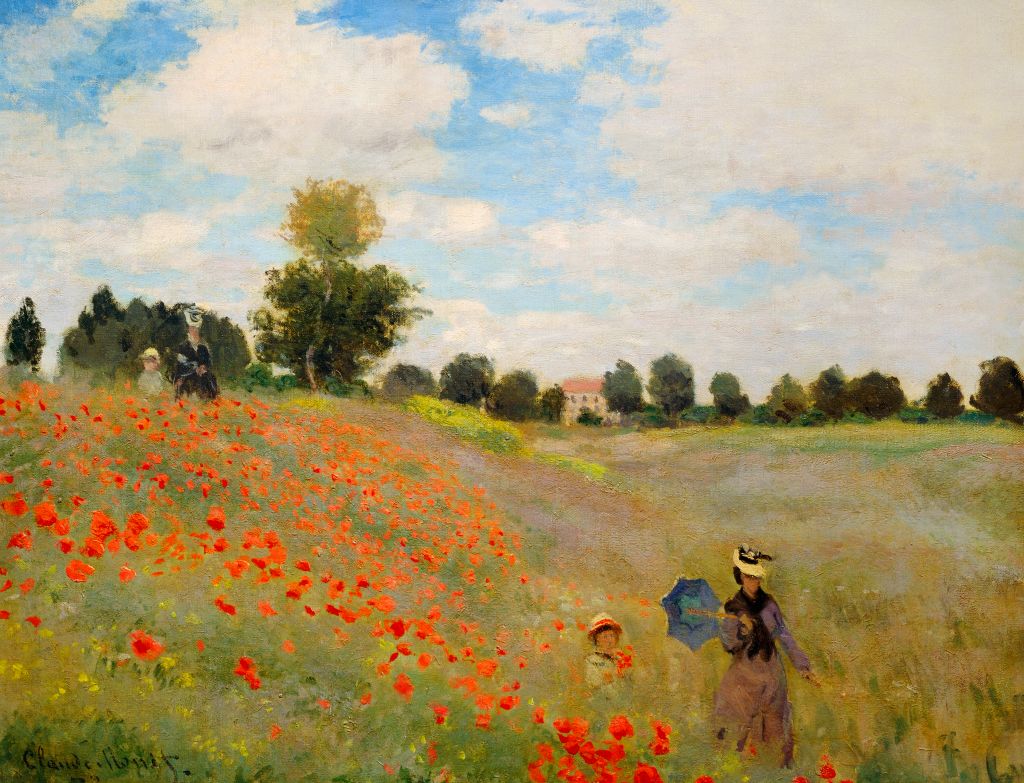 Claude Monet: Poppies at Argenteuil, 1873, oil on canvas, 20 by 24 inches.