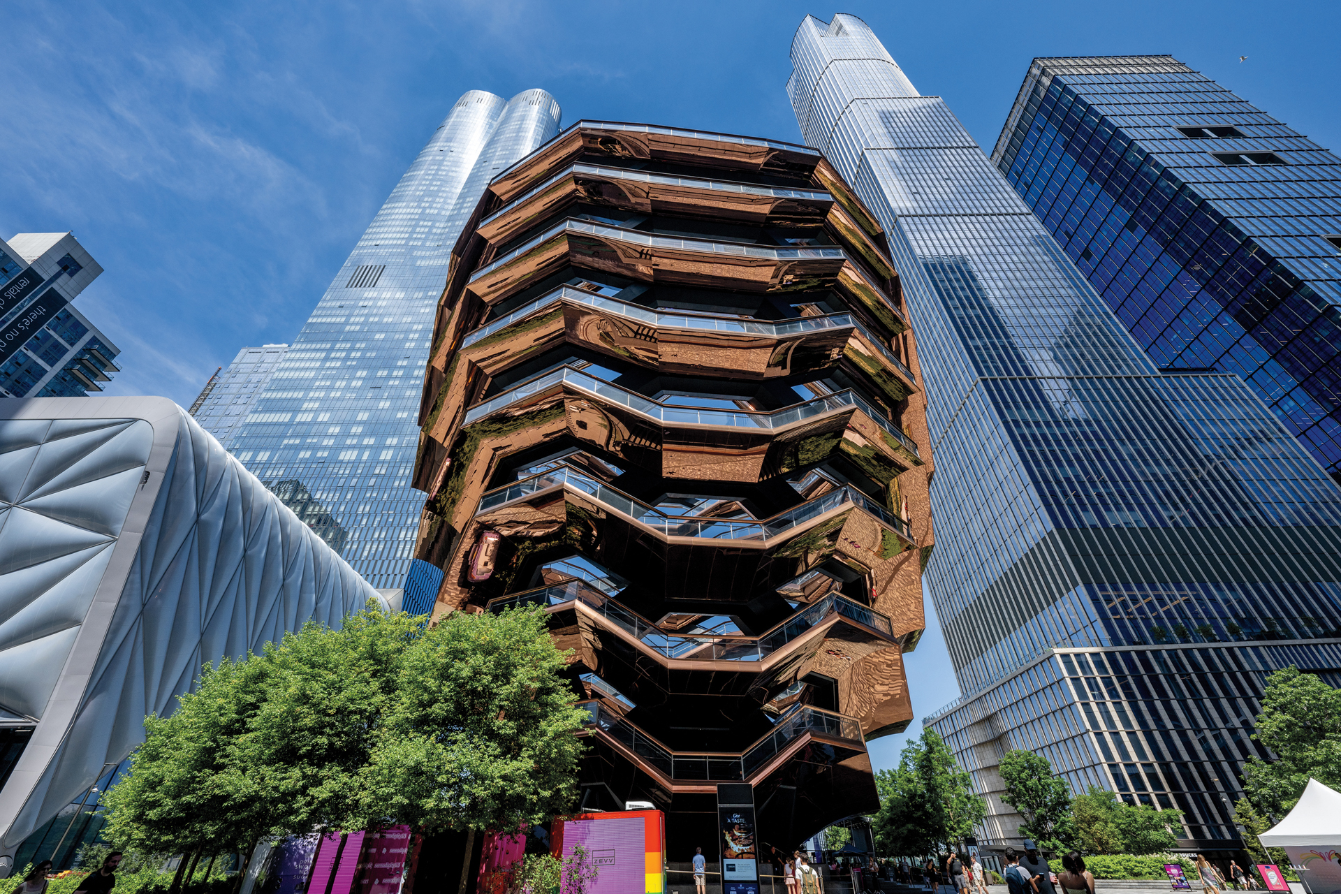 NEW YORK, NEW YORK - JULY 13: A view from inside the "Vessel" in Hudson Yards in Manhattan on July 13, 2022 in New York City. The "Vessel" was completed on 2019 by architect Thomas Heatherwick. (Photo by Roy Rochlin/Getty Images)